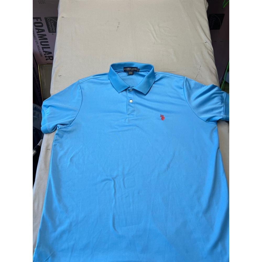 US Polo Assn Mens Performance Polo Shirt Light Blue XL 1180261P